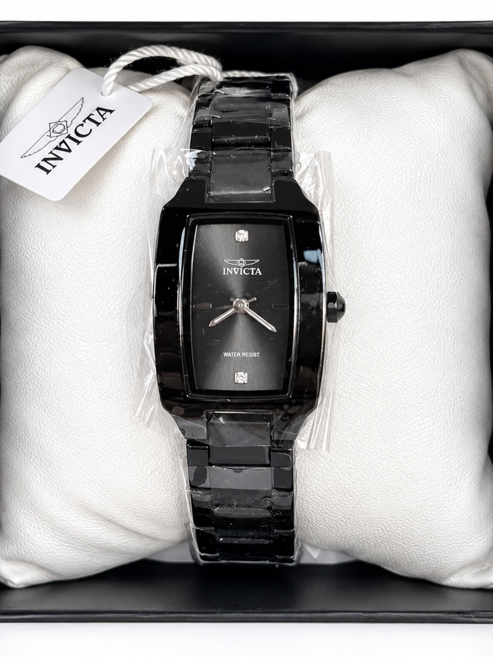 Black Out Invicta Celestial Lady Black Rectangular Watch Crystal Accent NIB